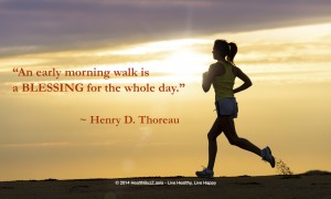 Quote An early morning walk is a blessing for the whole day by Henry Thoreau