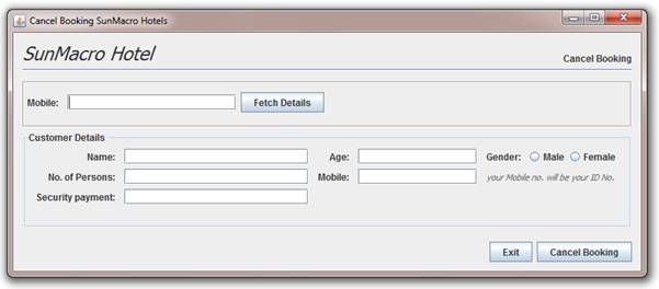 Delete Record Window Frame as cancel_booking.java