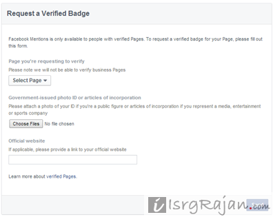 Facebook verification form 