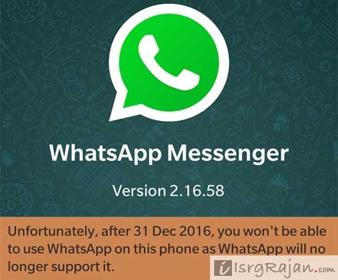 Unfortunately, after 31st Dec 2016, you won't be able to use WhatsApp on this phone as WhatsApp will no longer support it.
