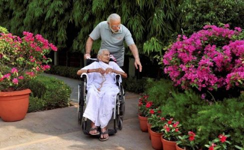 Narendra Modi with his mother