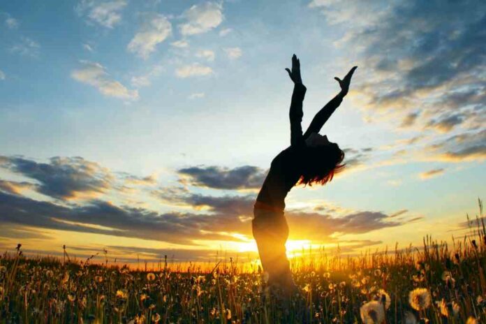 girl meditating in sun