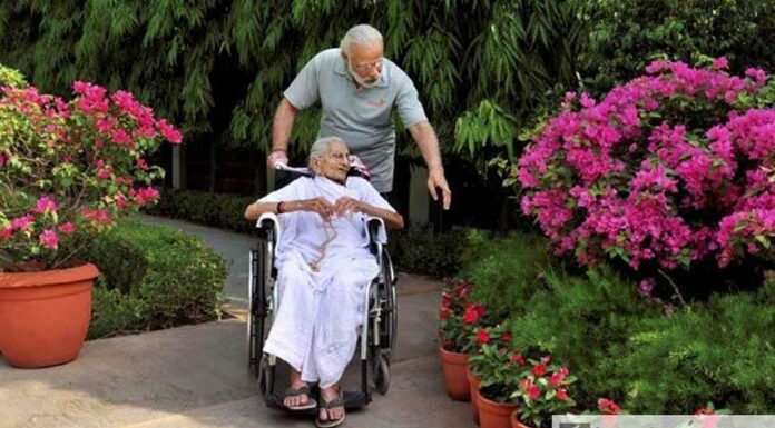 Narendra Modi with his mother