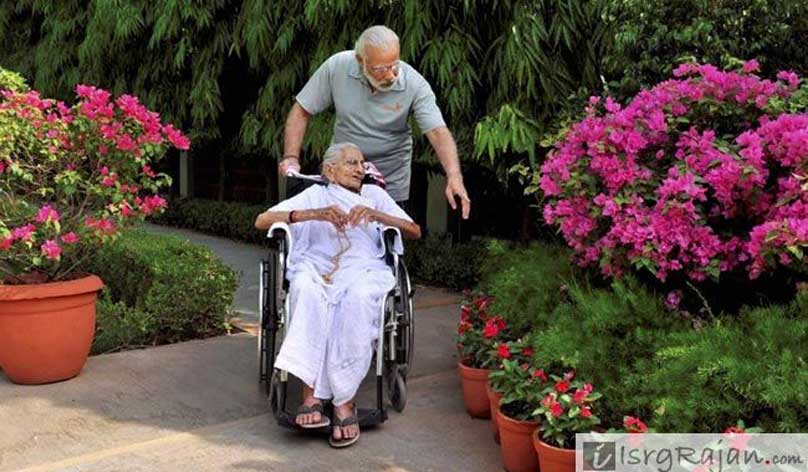 Narendra Modi with his mother