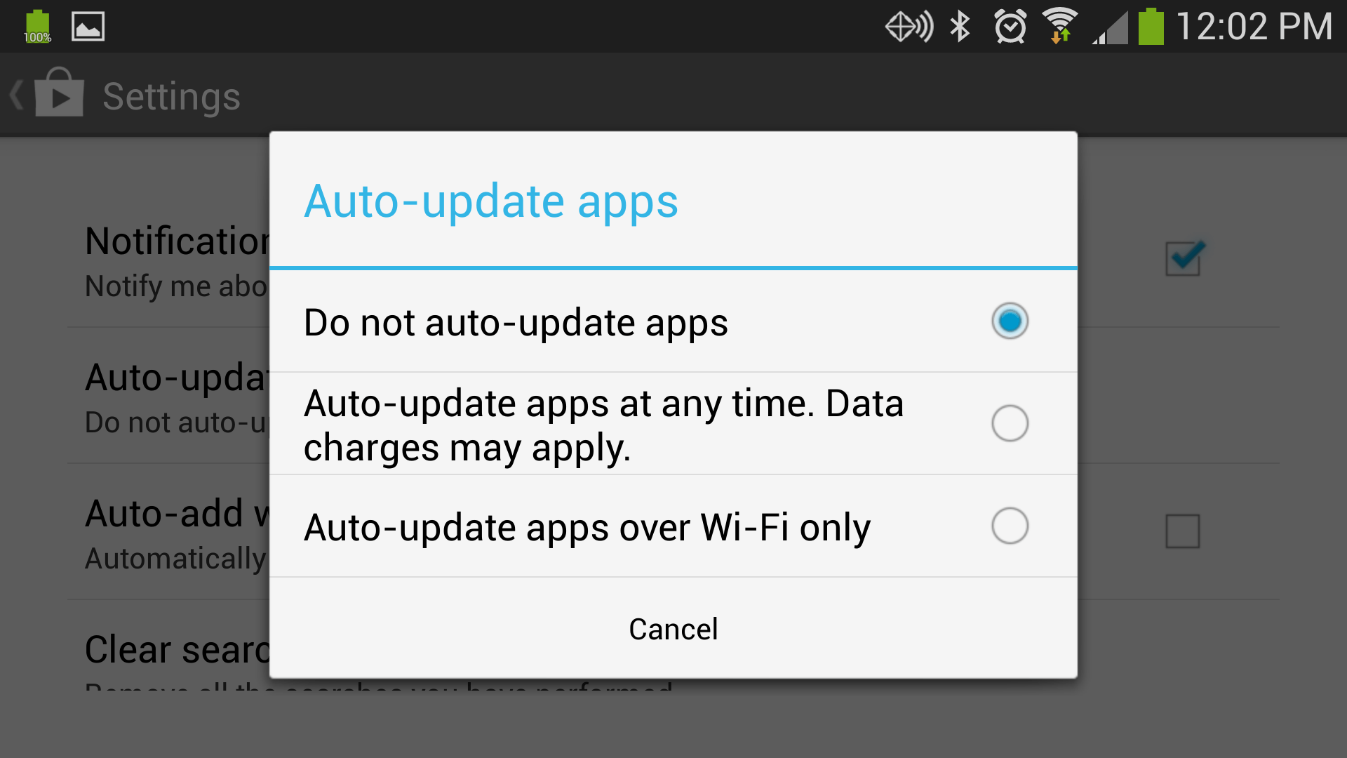 disable auto updates google play