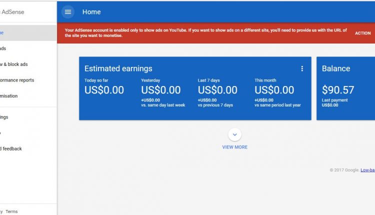 YouTube Adsense earnings