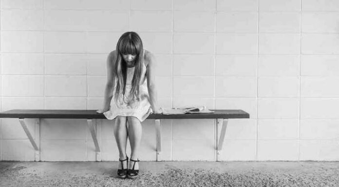 Worried Girl, Sitting, Black N White