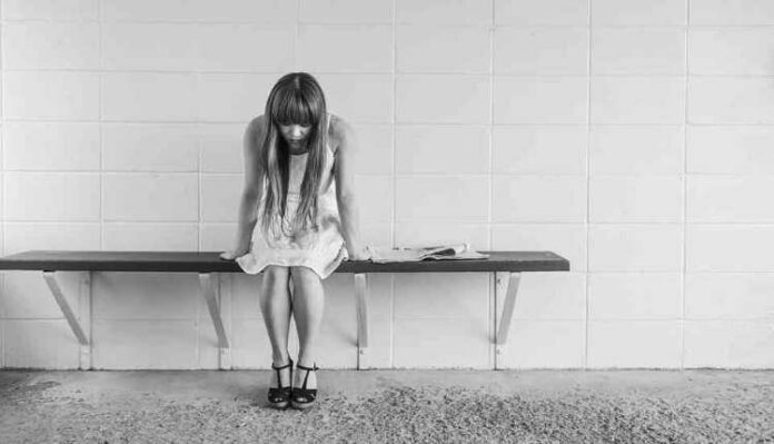 Worried Girl, Sitting, Black N White