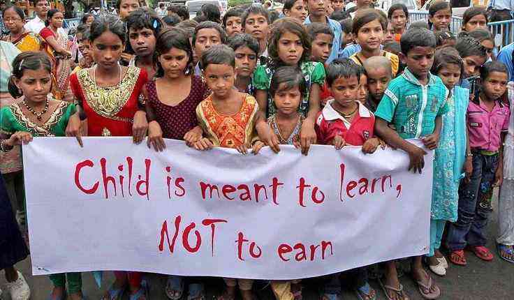 Child labour protest, child is meant to learn not to earn