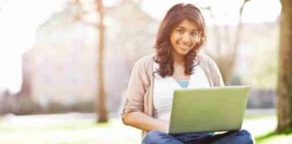 Indian Girl using laptop