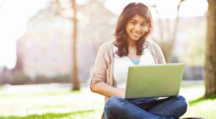 Indian Girl using laptop