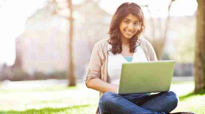 Indian Girl using laptop