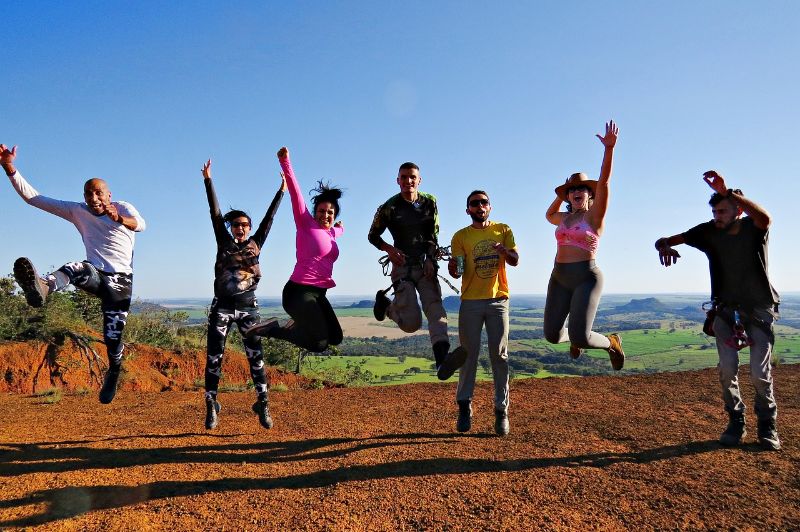 Group friends jumping photos
