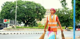 Indian street sweeper