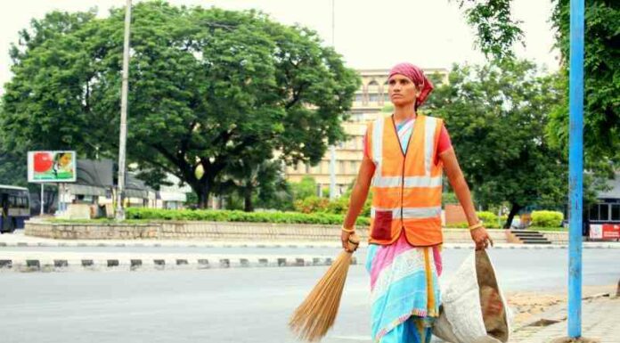 Indian street sweeper