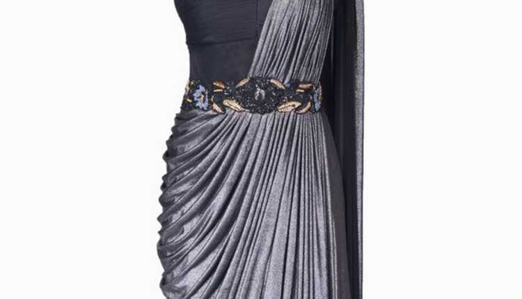 draped cocktail gown saree