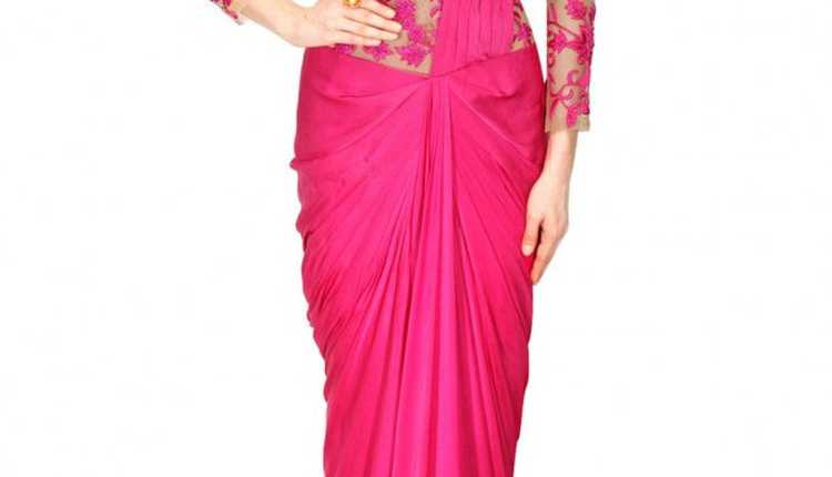 Shop Coral Lungi Saree & Blouse Set by PASHA INDIA at House of Designers –  HOUSE OF DESIGNERS