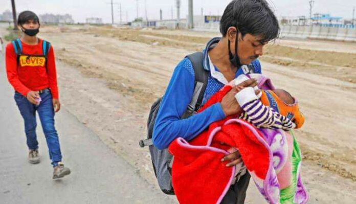 Coronavirus, Woman, Walking, Newborn, Migrant Workers