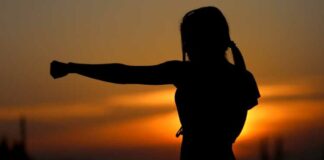 Karate, Ku Fu, Fighter, Girl, Exercise, Yoga, Girl, Sunset