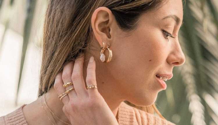 Chunky Ear Hoops And Layered Dainty Necklaces