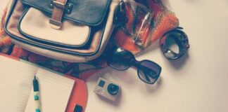 Purse, Handbag, Notebook, Pen, Goggles, With, Camera, Traveller