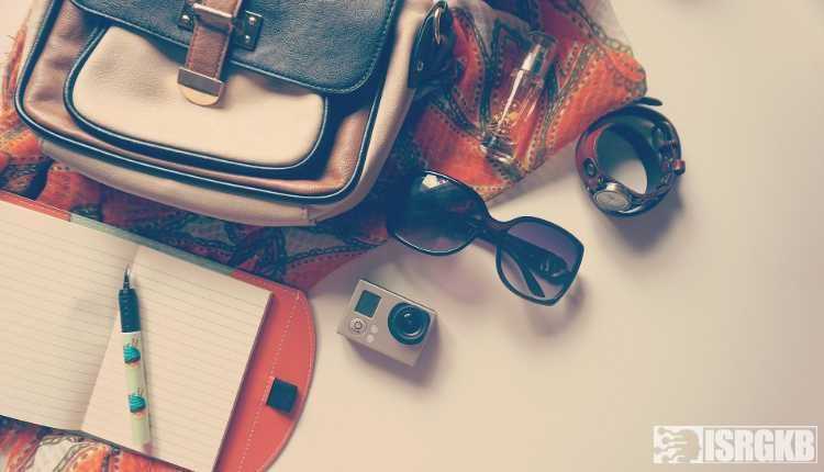Purse, Handbag, Notebook, Pen, Goggles, With, Camera, Traveller