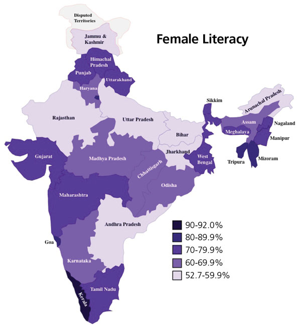 Women Literacy India Map