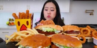 Korean Mukbangers, Burger, Eating, Foodie