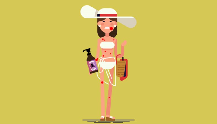 Sunscreen, Beach, Lotion, Sharing, Cartoon, Art, Vector