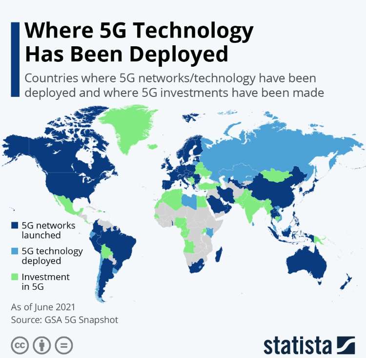 5g Technology Development Worldwide Map