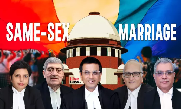 Same-sex marriage: CJI (Chief Justice of India) DY Chandrachud, Justice Sanjay Kishan Kaul, Justice Ravindra Bhat, Justice Hima Kohli, and Justice PS Narasimha