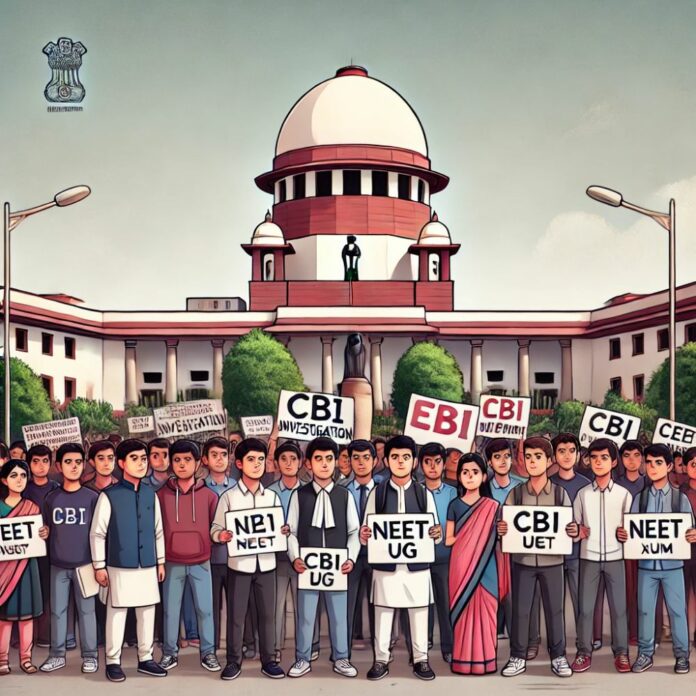 Students Outside The Supreme Court Of India, Demanding A Cbi And Ed Investigation Into The Neet Ug Exam