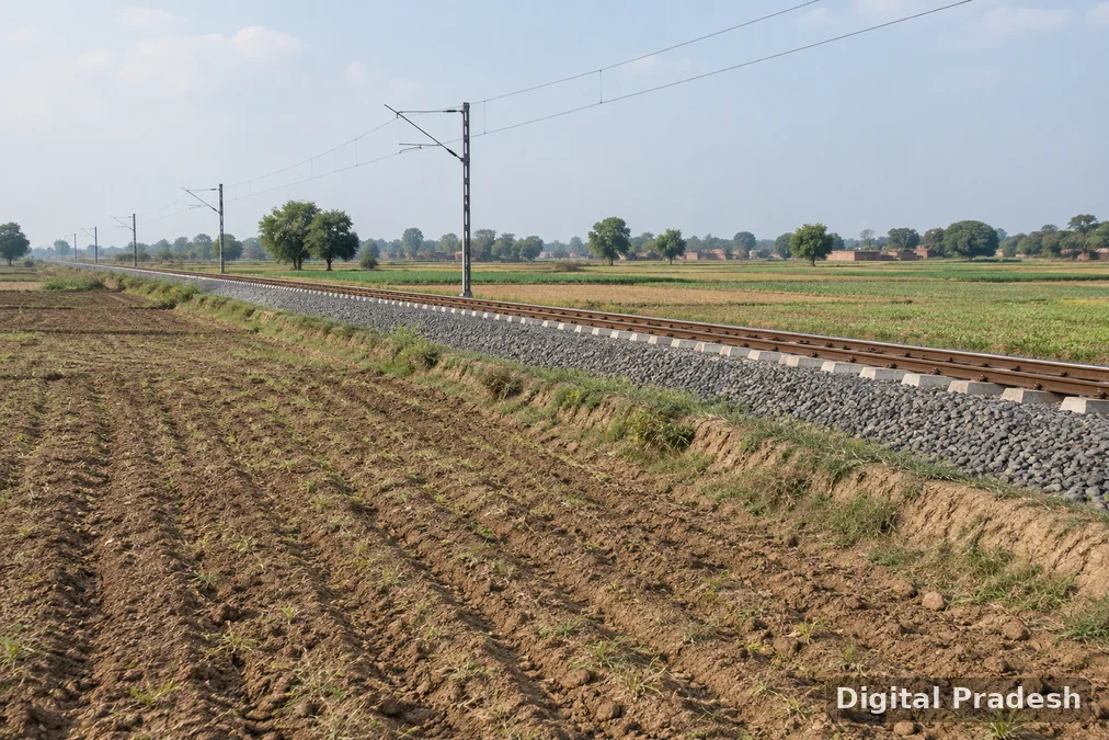Land acquisition notification for the Chunar-Chopan railway doubling project in Mirzapur.