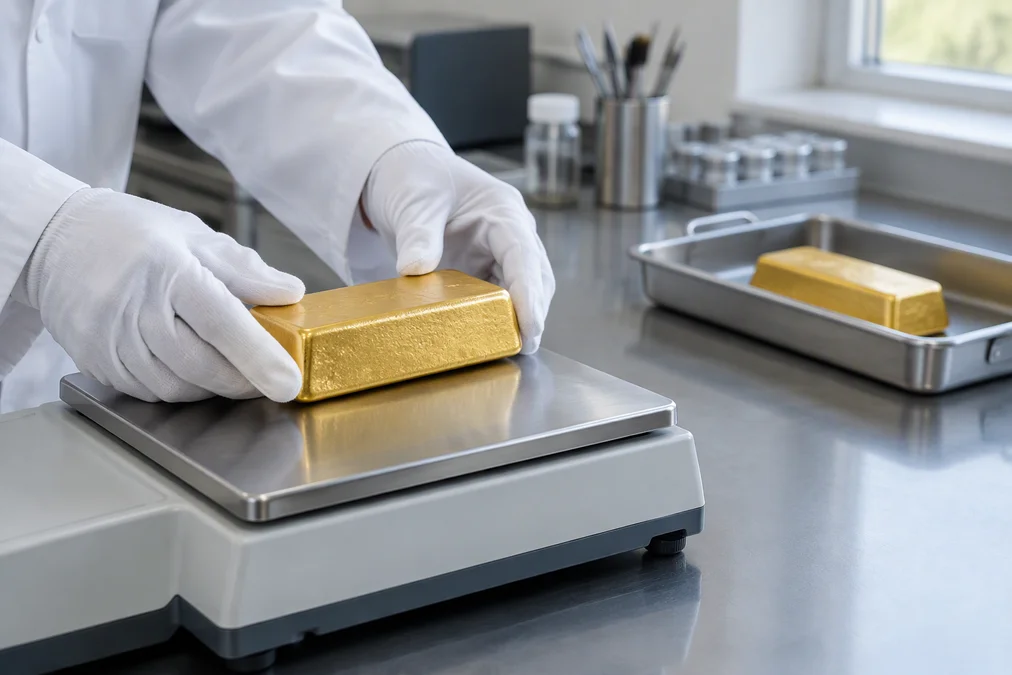 Gold bars representing the bullion covered by IFSCA's Good Delivery Guidelines.