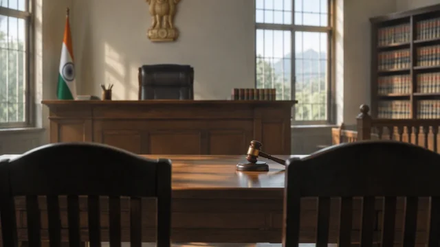 A courtroom scene depicting the Jharkhand High Court's ruling on alimony.
