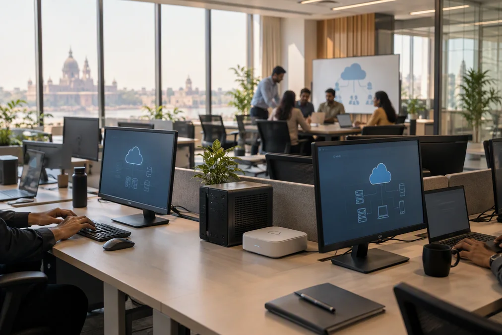 A visual representation of public cloud services and their benefits for businesses.